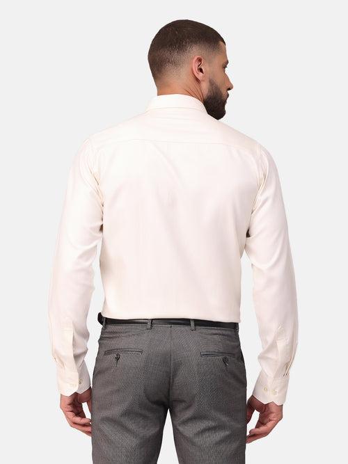 Copperline Men Off White Dobby Formal Shirt