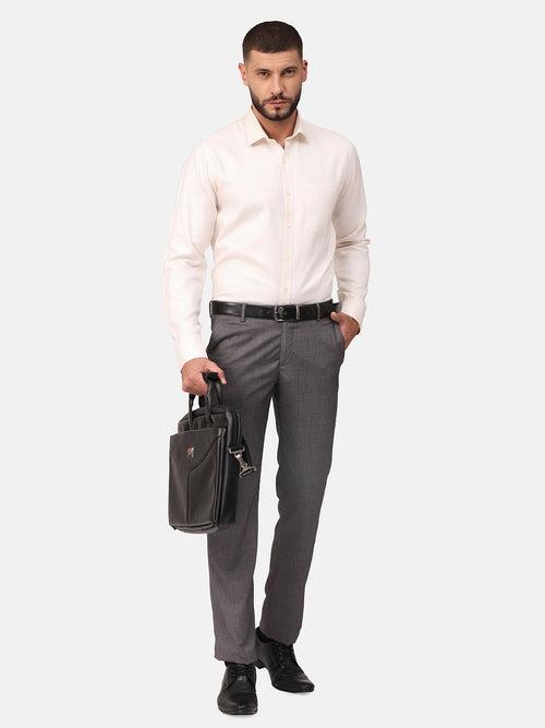 Copperline Men Off White Dobby Formal Shirt