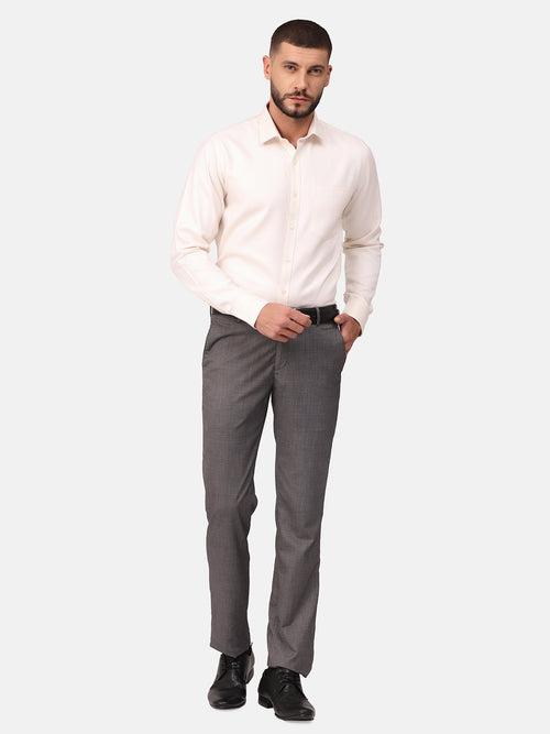 Copperline Men Off White Dobby Formal Shirt