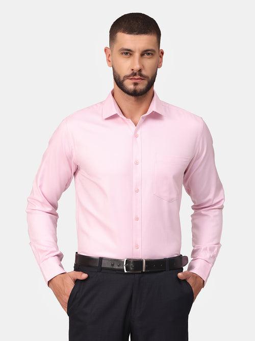 Copperline Men Pink Dobby Formal Shirt