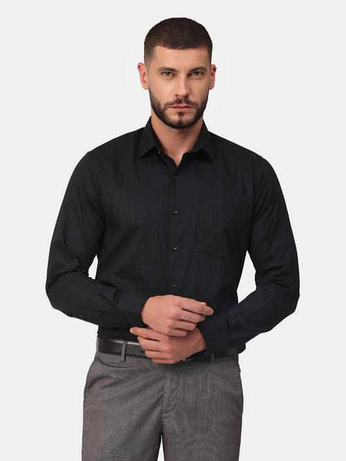 Copperline Men Black Dobby Formal Shirt