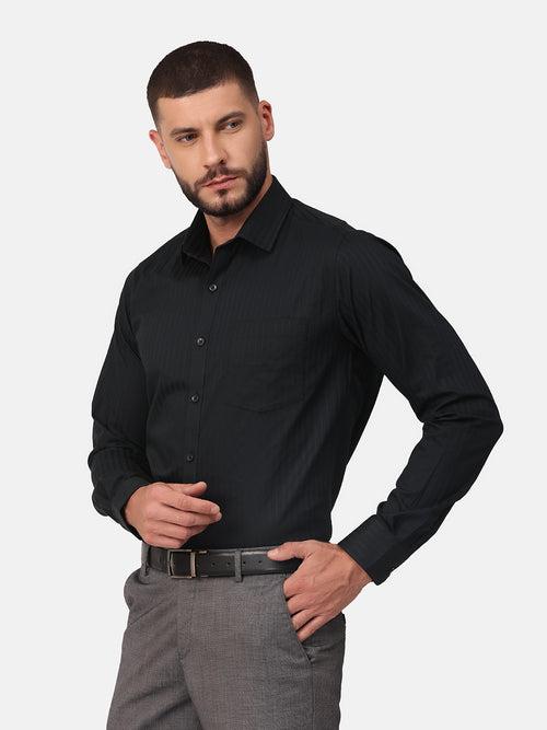 Copperline Men Black Dobby Formal Shirt