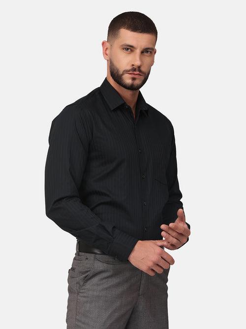 Copperline Men Black Dobby Formal Shirt