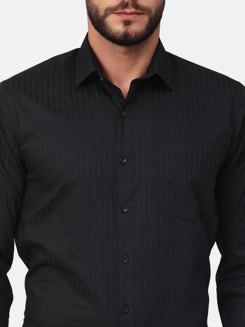 Copperline Men Black Dobby Formal Shirt