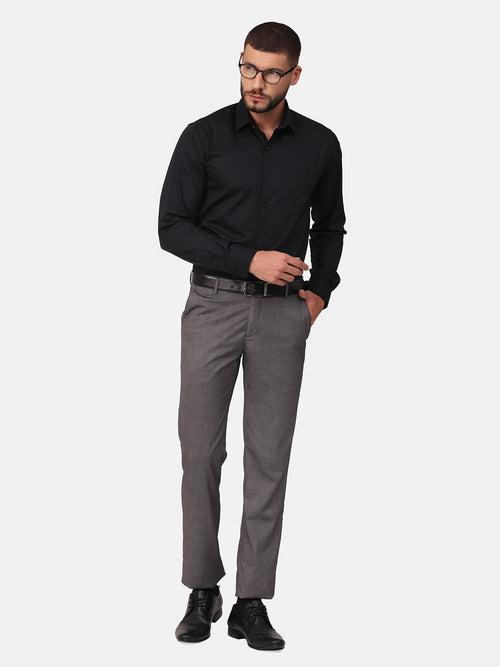 Copperline Men Black Dobby Formal Shirt