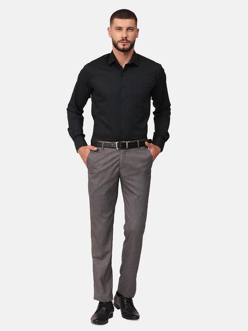 Copperline Men Black Dobby Formal Shirt