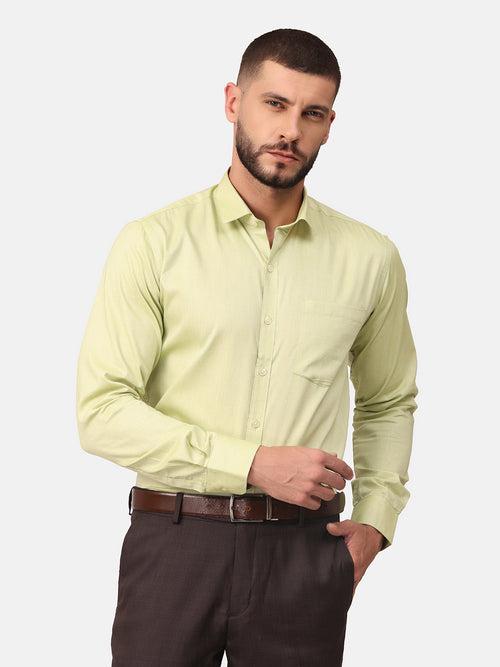 Copperline Men Green Solid Formal Shirt