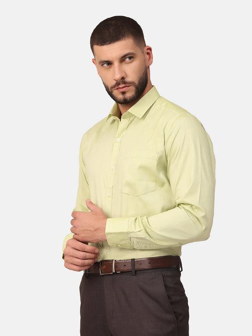 Copperline Men Green Solid Formal Shirt