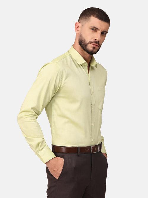 Copperline Men Green Solid Formal Shirt