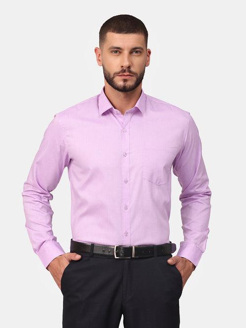 Copperline Men Violet Solid Formal Shirt