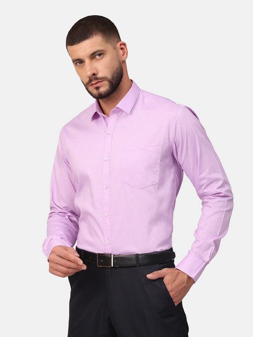 Copperline Men Violet Solid Formal Shirt