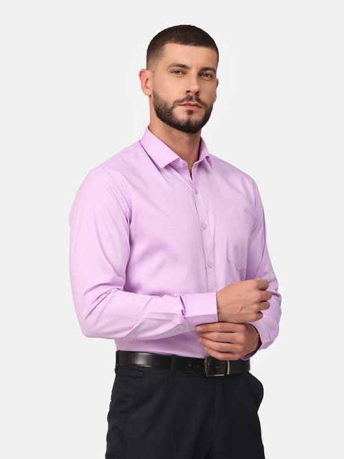 Copperline Men Violet Solid Formal Shirt