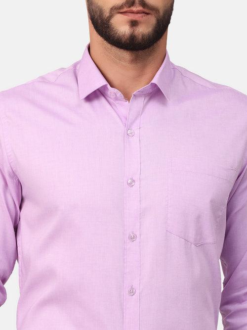 Copperline Men Violet Solid Formal Shirt