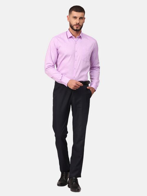 Copperline Men Violet Solid Formal Shirt