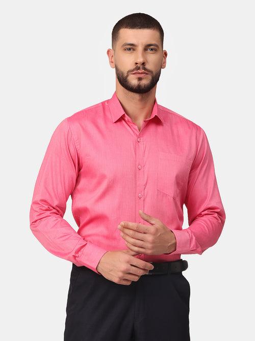 Copperline Men Pink Solid Formal Shirt