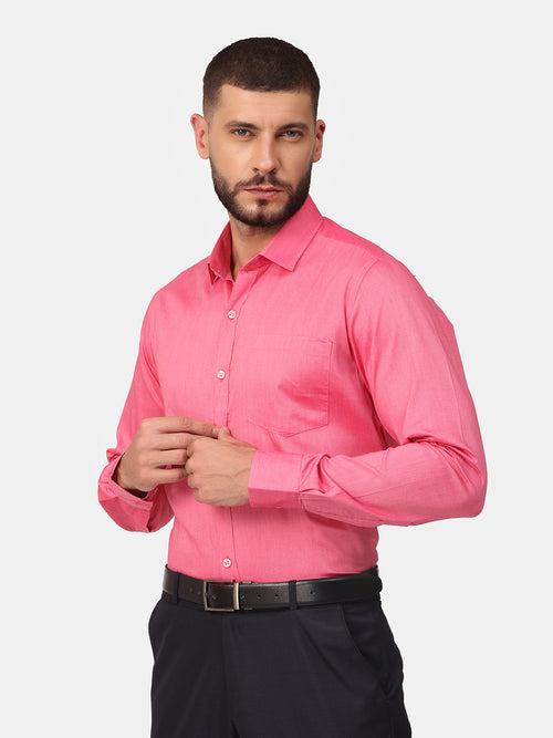 Copperline Men Pink Solid Formal Shirt