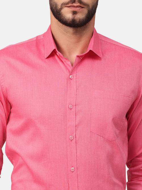 Copperline Men Pink Solid Formal Shirt