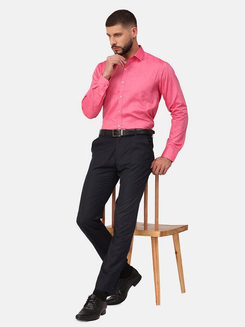 Copperline Men Pink Solid Formal Shirt