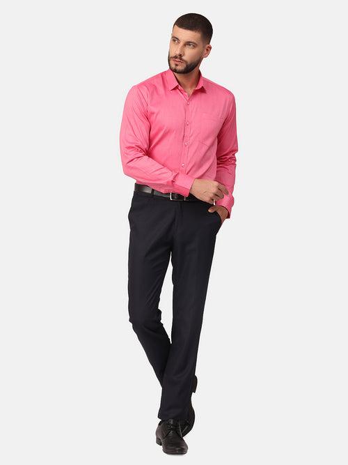 Copperline Men Pink Solid Formal Shirt