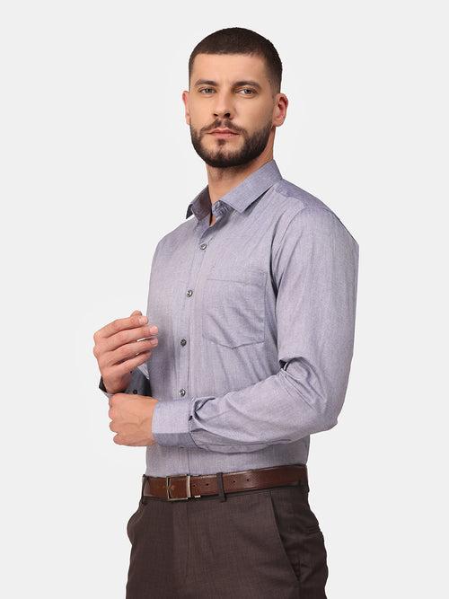 Copperline Men Navy Blue Solid Formal Shirt