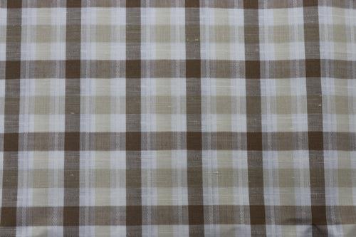 Beige Yarn Dyed Checks Cotton Linen Unstitched Men's Shirt Piece (Width 58 Inch | 1.60 Meters)