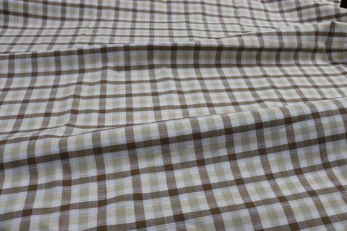 Beige Yarn Dyed Checks Cotton Linen Unstitched Men's Shirt Piece (Width 58 Inch | 1.60 Meters)