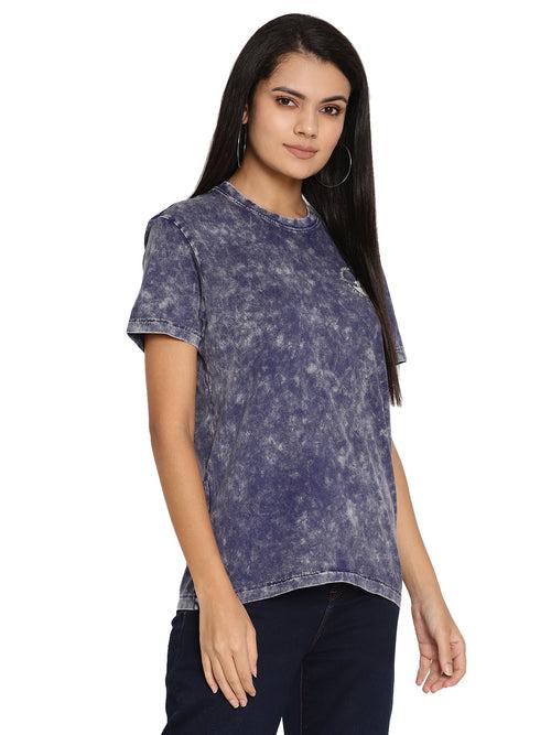 Wolfpack Lava Dye Ball Wash Navy Blue Women T-Shirt