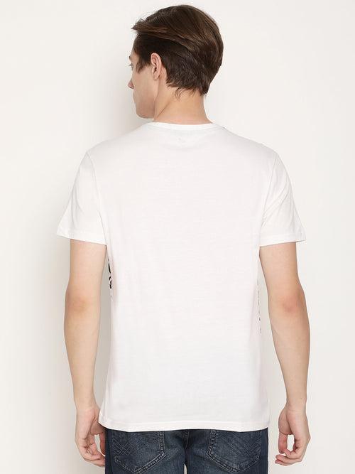 Leap Of Leopards White Printed Men T-Shirt