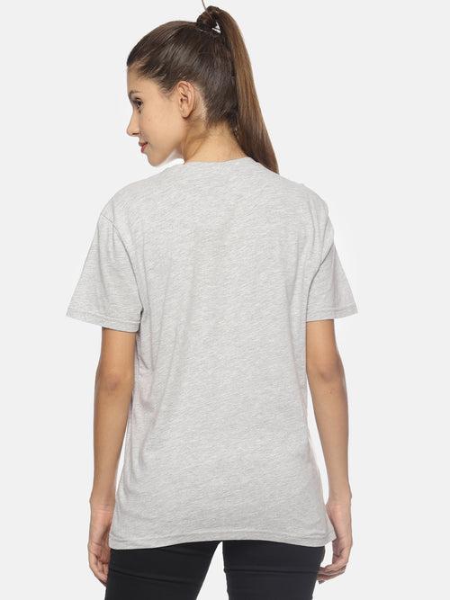 Wolfpack SOS S Heron Grey Melange Printed Women T-Shirt