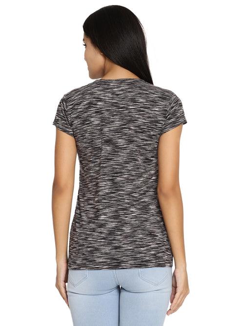 Wolfpack Space Dyed V Neck Dark Grey Women T-Shirt