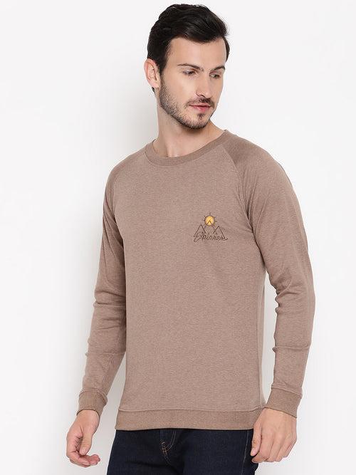 Wolfpack Men Explorer Brown Solid Sweatshirt