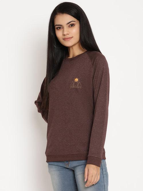 Women Explorer Burgundy Solid Sweatshirt