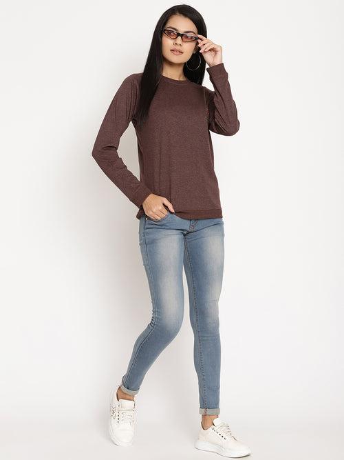 Women Explorer Burgundy Solid Sweatshirt