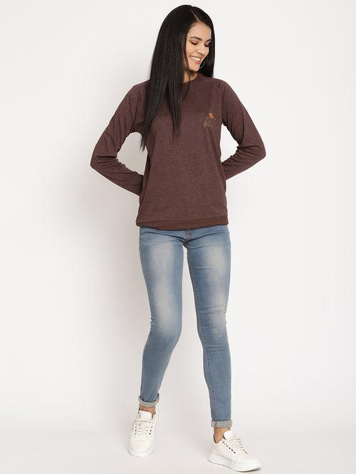 Women Explorer Burgundy Solid Sweatshirt