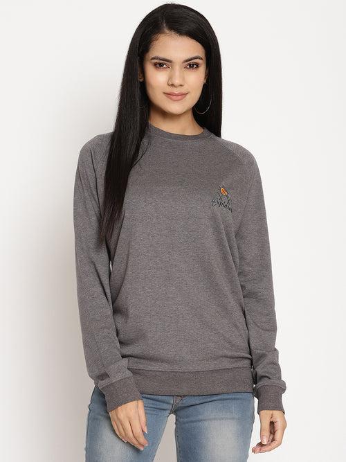 Women Explorer Grey Solid Sweatshirt