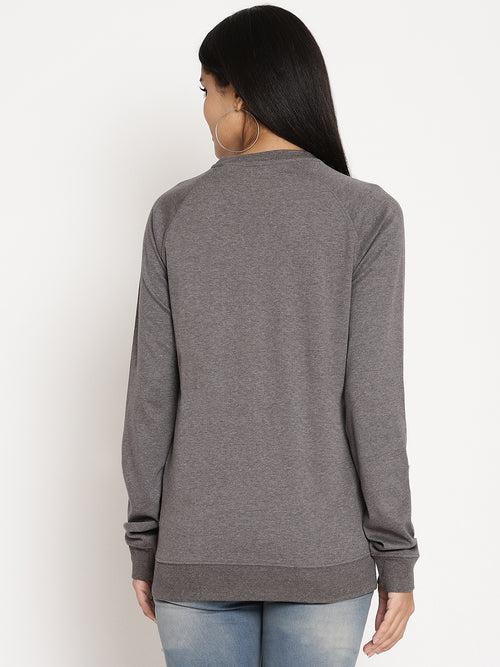 Women Explorer Grey Solid Sweatshirt