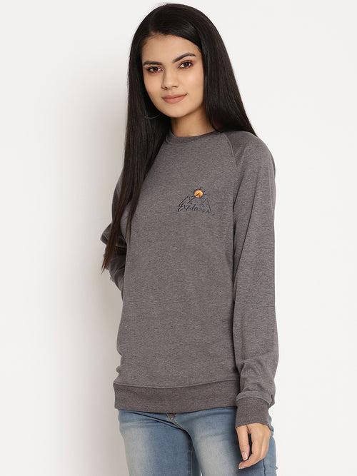 Women Explorer Grey Solid Sweatshirt
