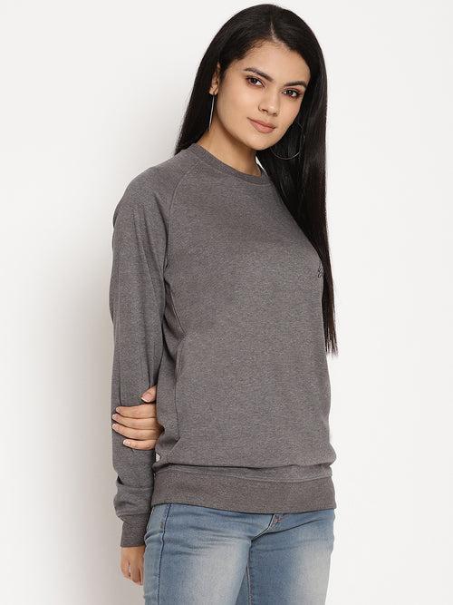 Women Explorer Grey Solid Sweatshirt