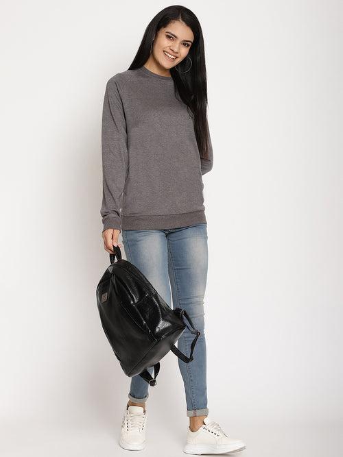 Women Explorer Grey Solid Sweatshirt