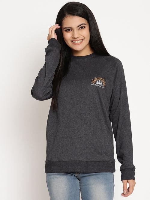 Women Wanderer Black Solid Sweatshirt