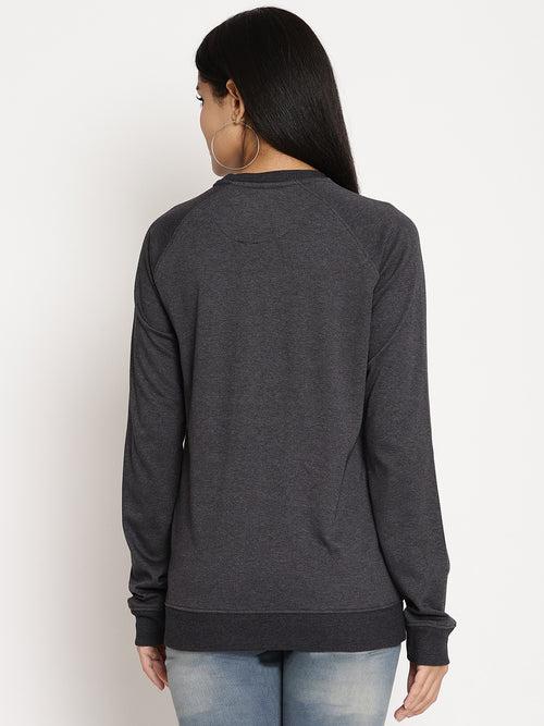 Women Wanderer Black Solid Sweatshirt
