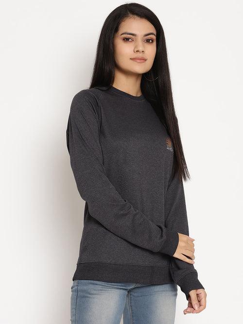 Women Wanderer Black Solid Sweatshirt