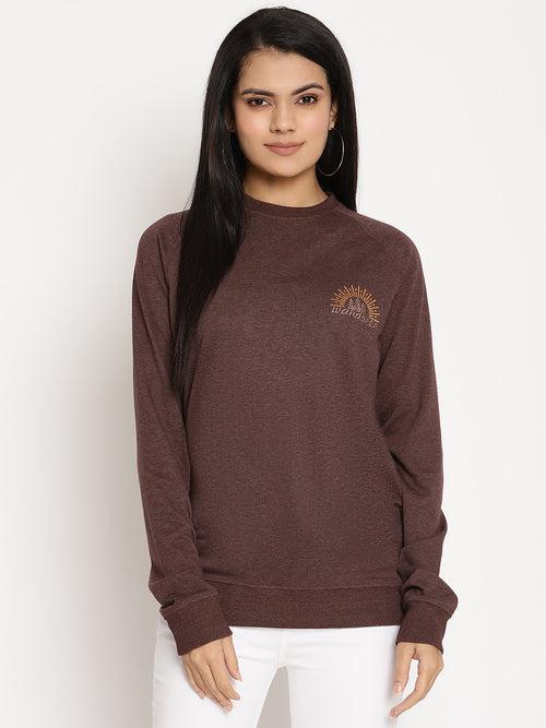 Women Wanderer Burgundy Solid Sweatshirt