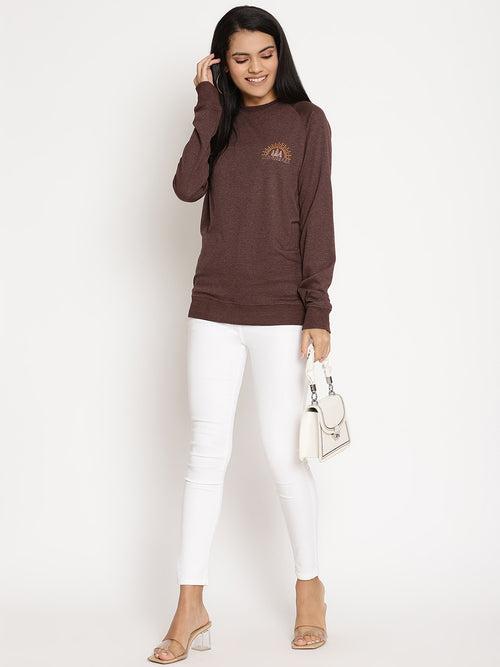 Women Wanderer Burgundy Solid Sweatshirt