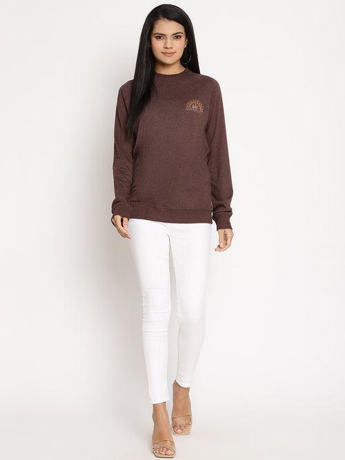 Women Wanderer Burgundy Solid Sweatshirt