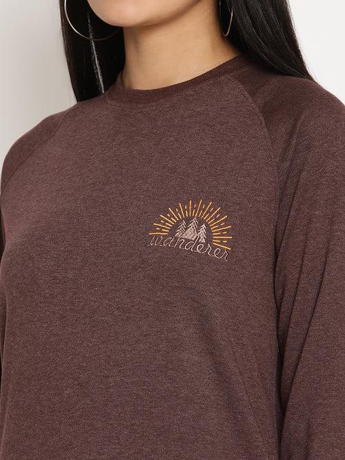 Women Wanderer Burgundy Solid Sweatshirt