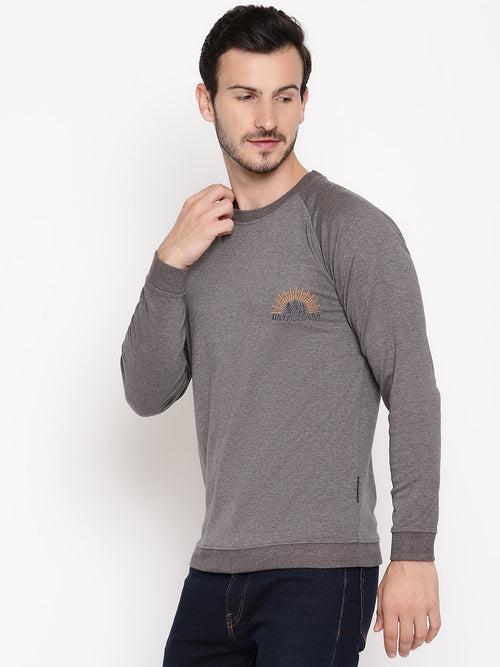 Wolfpack Men Wanderer Grey Solid Sweatshirt