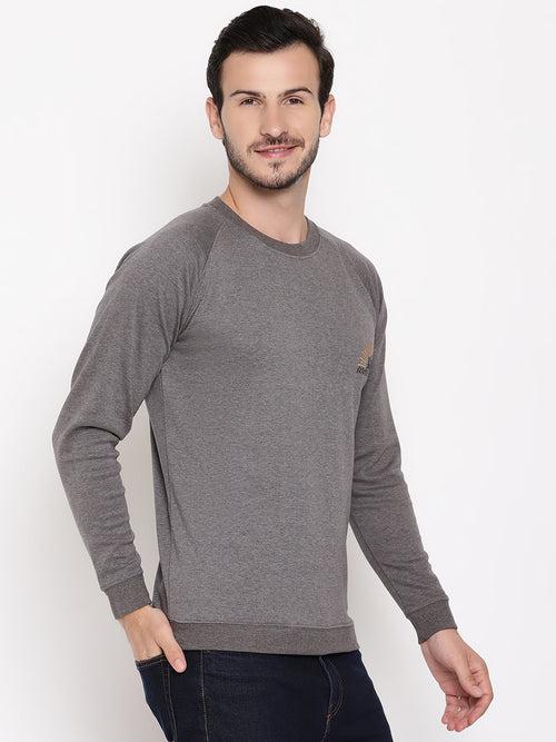 Wolfpack Men Wanderer Grey Solid Sweatshirt