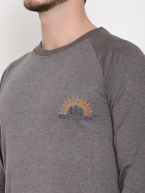 Wolfpack Men Wanderer Grey Solid Sweatshirt