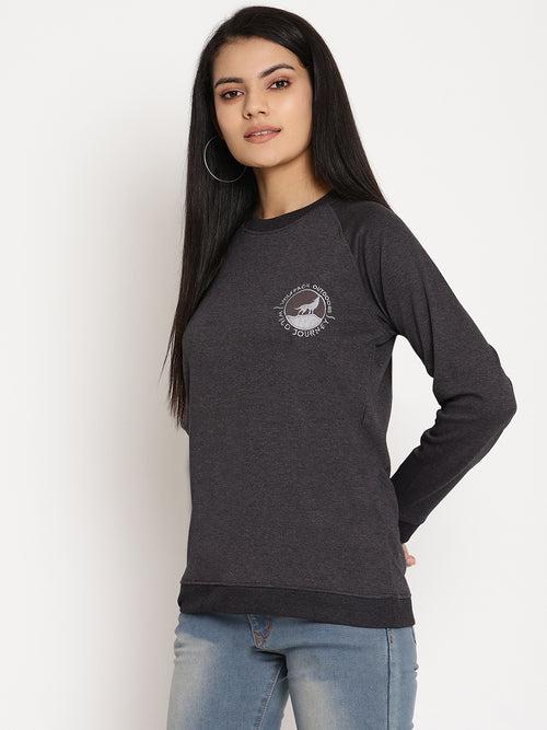 Women Wild Journey Black Solid Sweatshirt